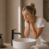 Cleansing face with lash extensions