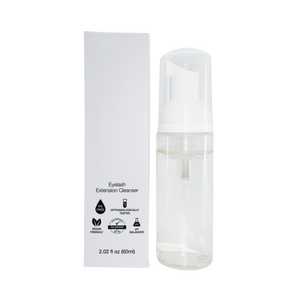Unlabelled lash cleanser bottle and box