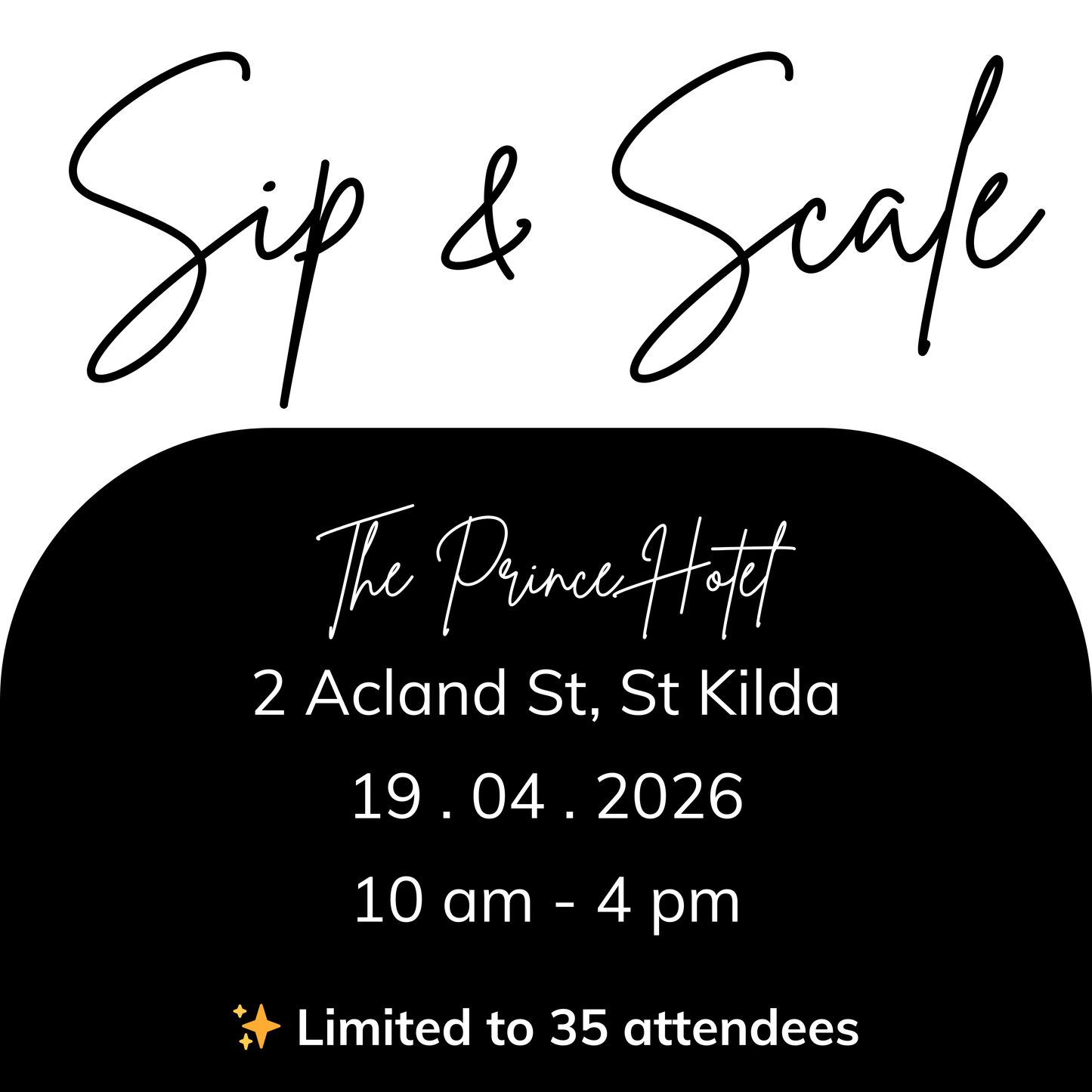 Sip & Scale Ad with location and date details