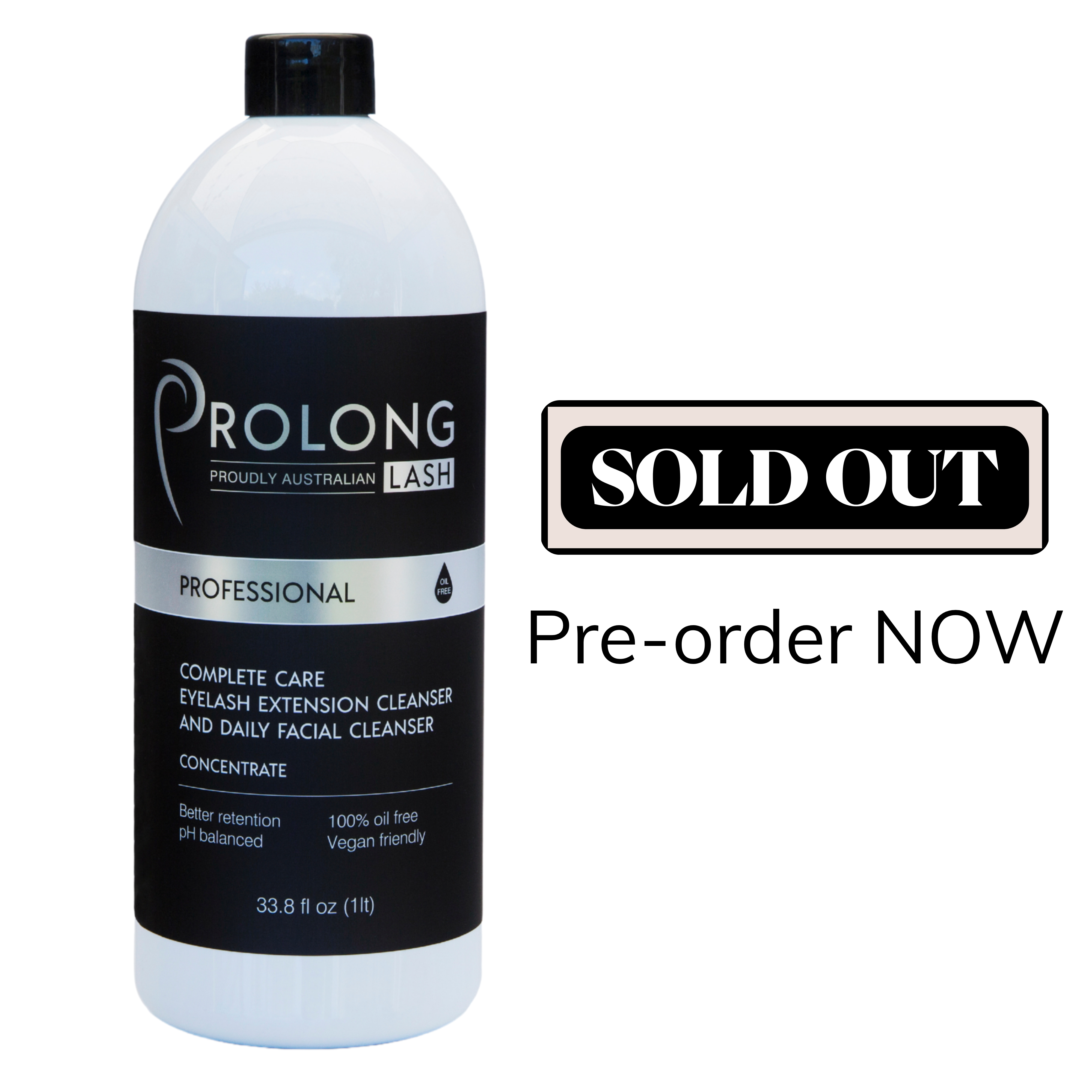 1 Litre Prolong Lash Cleanser Concentrate - Pump-Free, Planet-Friendly